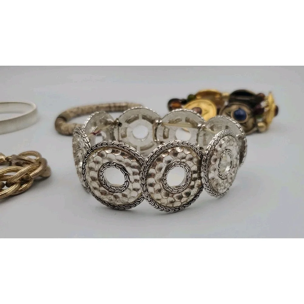 Lot‎ Of 5 Fashion Bracelets Beads Gold Silver Tone Chunky Some Stretchy Variety